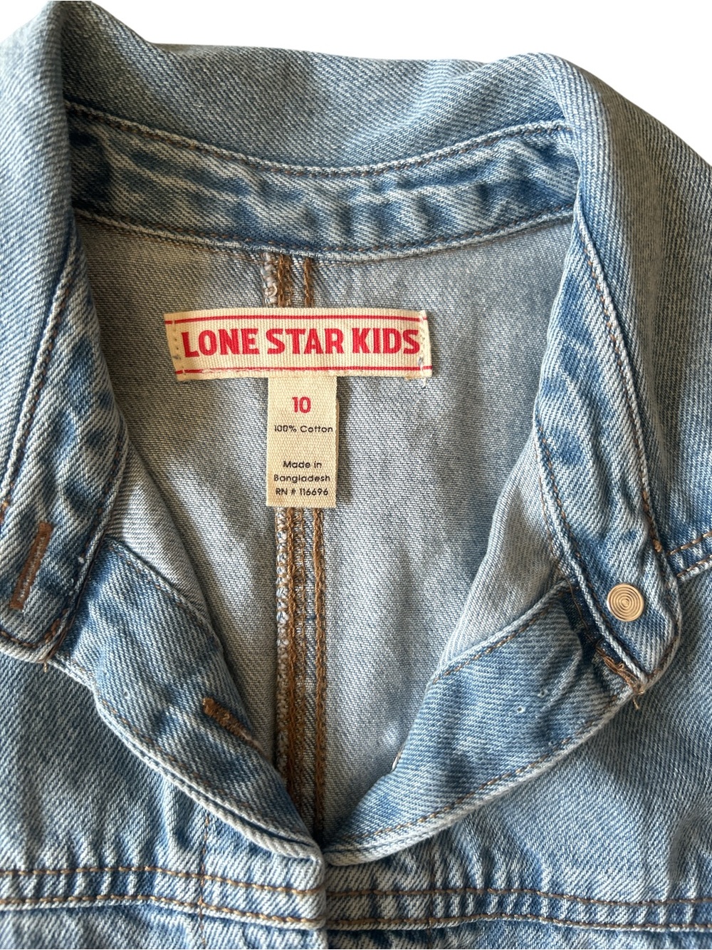 Lone Star Kids Light Blue Denim Shirt Dress with Belt - Picture 3 of 4